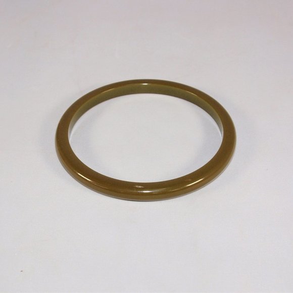 Narrow Olive Vintage Bakelite Bangle - Picture 2 of 3